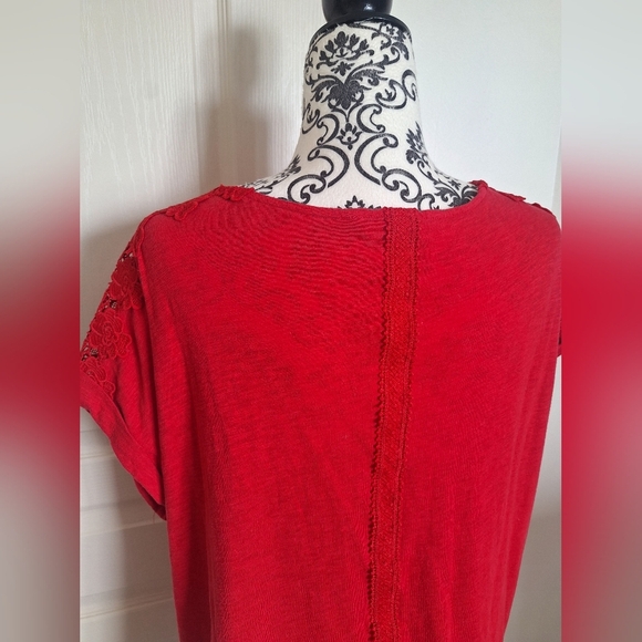 Cleo Petites Red Lace Sleeve Top XL - Picture 6 of 6